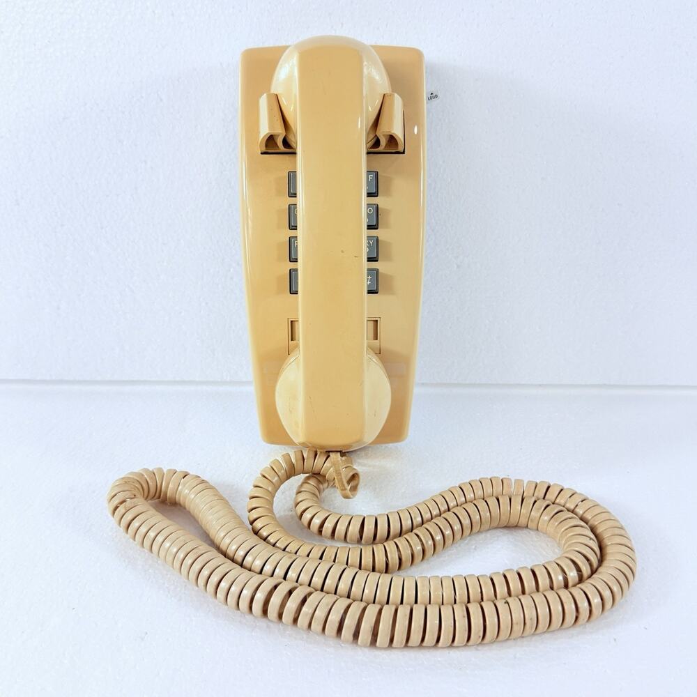 VTG Western Electric 2554BMPG Wall Phone Touch Tone American Bell Beige Cream